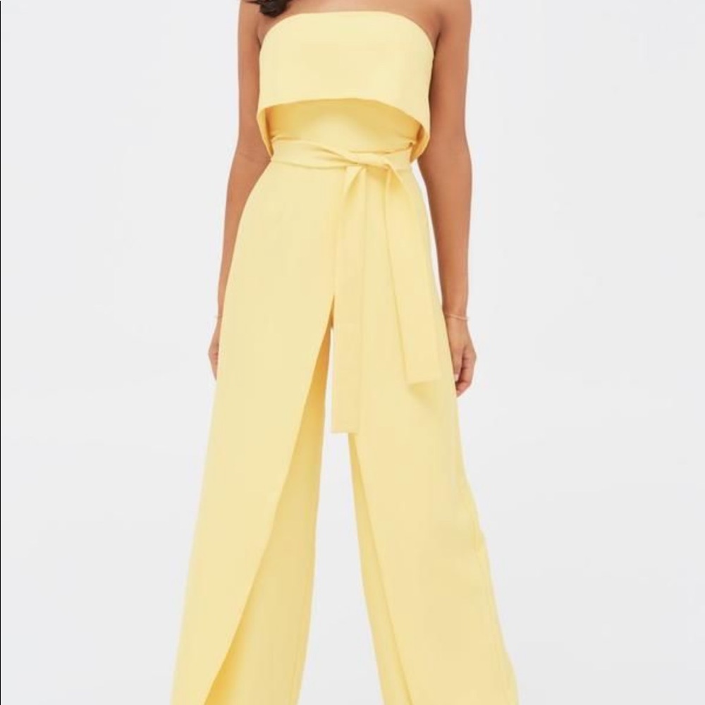 Double Layer Bandeau Wide Leg Jumpsuit In Yellow